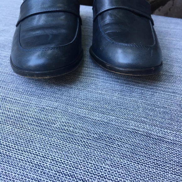 VARDA Heeled Leather Loafers Blue Size 12 - Picture 4 of 7